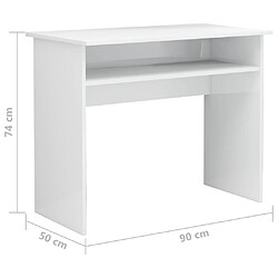 vidaXL Bureau Blanc brillant 90x50x74 cm Bois d'ingénierie pas cher