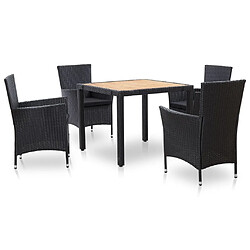 Maison Chic Salon de jardin 5 pcs + coussins - Mobilier/Meubles de jardin - Table et chaises d'extérieur résine tressée noir -MN29050