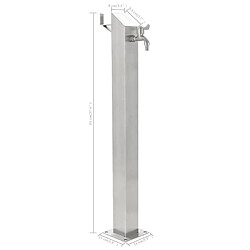 vidaXL Colonne à eau de jardin carrée Acier inoxydable 95 cm pas cher