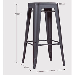 Nest Dream Tabouret industriel empilable en acier métallisé (76cm) - Bistro pas cher