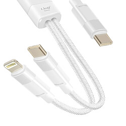 LinQ Câble de Charge et Synchronisation USB-C vers Lightning et USB-C 60W Blanc