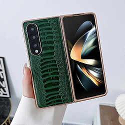 Coque en TPU + cuir véritable électroplaqué, antichoc, texture crocodile pour votre Samsung Galaxy Z Fold4 5G - vert