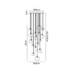 Luminaire Center Suspension 16 ampoules Chrome poli,irisé