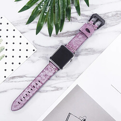 Wewoo Bracelet en cuir pleine fleur de cire de brume blanche pour Apple Watch série 4 40 mm et série 3 et 2 et 1 38 mm violet