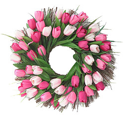 Guirlande de tulipes simulées guirlande d'automne décor de porte d'entrée 45cm dia. Rose