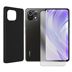 Visiodirect Coque de protection souple silicone Noir + Lot de 2 verre trempé pour Xiaomi Mi 11 Lite 5G 6.55" M2101K9G, M2101K9C, M2101K9R