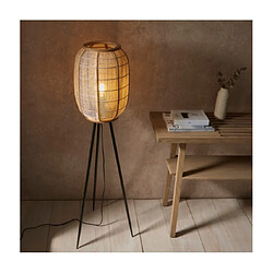 Endon Lampadaire Complet, Lin Naturel, Bambou Naturel, Noir Mat pas cher