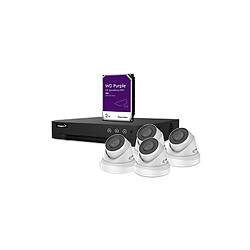 Perel Kit Vidéosurveillance Ip - Enregistreur Nvr 4 Canaux - 4 X Caméra Dôme Blanche Ip - 2 To Hd - Câbles