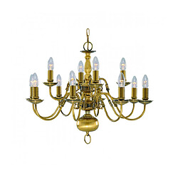 Searchlight Chandelier sans abats jours Flemish Laiton antique 12 ampoules 100cm