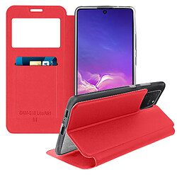 Avizar Housse Samsung Galaxy S10 Lite Étui Fenêtre Porte-carte Support Vidéo Rouge