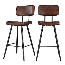 Rendez Vous Deco Chaise de bar mi-hauteur Texas marron 66 cm (lot de 2)