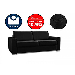 Inside 75 Canapé convertible ouverture EXPRESS PREMIUM 120 cm cuir vachette noir sommier lattes RENATONISI matelas BULTEX