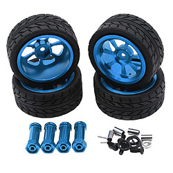 Avis 4 Pièces 1/14 Pneus De Voiture RC Pneus Et Roues Pour Wltoys 144001 W / 12mm Hexagonale Bleu