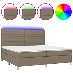 vidaXL Sommier à lattes de lit et matelas et LED Taupe 200x200cm Tissu