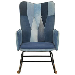 vidaXL Chaise à bascule Denim Bleu Toile patchwork