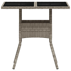 Maison Chic Table de jardin | Table d'extérieur avec dessus en verre gris clair résine tressée -GKD43468 pas cher