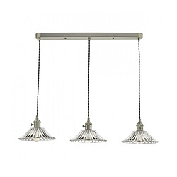 Luminaire Center Suspension Hadano Verre moulé,chrome antique 3 ampoules 114,5cm