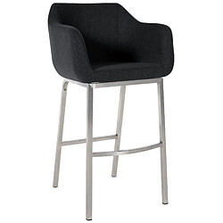 Decoshop26 Tabouret de bar chaise haute x1 recouvert de feutrine anthracite avec piètement à quatre pieds en acier inoxydable 10_0005237