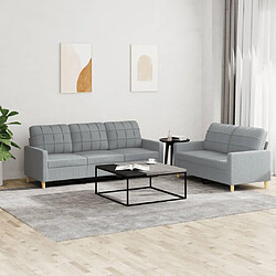 Maison Chic Ensemble de canapés 2 pcs avec coussins, Canapé droit Sofa pour Salon Gris clair Tissu -GKD434531