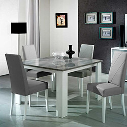 Dansmamaison Table de repas carrée Laqué Blanc Brillant/Gris - AVELLINO Table de repas carrée Laqué Blanc Brillant/Gris - AVELLINO - L 120 x l 120 x H 75 cm