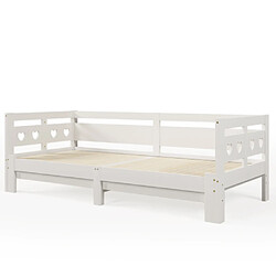 ComfortXL Lit De Jour Extensible En Pin Massif Avec Deuxième Couchage - Blanc 90*200cm