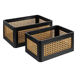 Atmosphera, Createur D'Interieur Lot de 2 cagettes en cannage - Beige et Noir