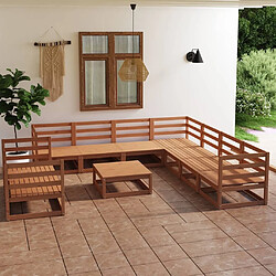 Maison Chic Salon de jardin 10 pcs - Table et chaises d'extérieur - Mobilier/Meubles de jardin Moderne marron miel bois de pin massif -MN55192