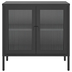 Maison Chic Commode Buffet - Meuble de rangement noir 70x35x70 cm verre et acier -GKD66714 pas cher