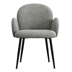 Moloo ALICE-Chaise en tissu bouclé Gris Cendré et pieds métal noir (x2) pas cher