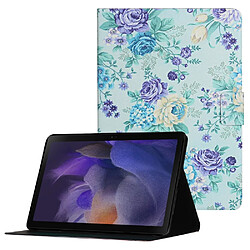 Etui en PU avec support et porte-cartes fleur mauve pour votre Samsung Galaxy Tab A8 (2021) SM-X200/SM-X205