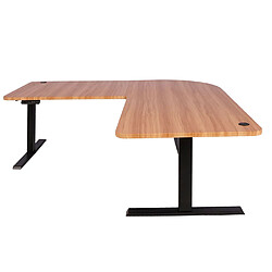 Avis Decoshop26 Bureau d'angle table d'ordinateur réglable en hauteur électriquement 178 x 178 cm HDF couleur chêne pieds acier noir 04_0006020