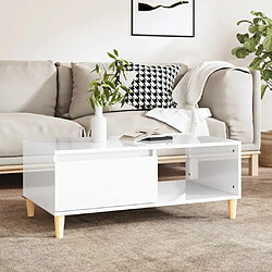 Maison Chic Table basse,Table Console Table d'appoint, Table pour salon Blanc brillant 90x50x36,5 cm Bois d'ingénierie -MN91485