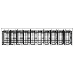 vidaXL Chenil d'extérieur avec toit pour chiens Acier 18,43 m²