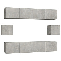 Maison Chic Ensemble de meubles TV 6 pcs | Banc TV Moderne pour salon | Meuble de Rangement - Gris béton Bois d'ingénierie -MN39034