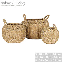 PANIERS EN ALGUE MARIN PANIERS DE RANGEMENT EN ALGUE MARINE ROND H20CM/H24CM/H28CM+Natural Living