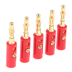 Acheter 5pcs 4mm plaqué or haut-parleur fil test de connecteur banane audio connecteur rouge