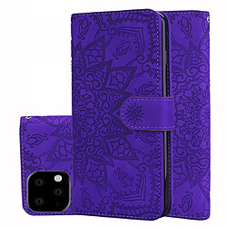 Wewoo Coque Étui en cuir estampé à double rabat avec motif pour mollet et fentes cartes de visite / portefeuille iPhone 11 Pro 5.8 pouces Violet