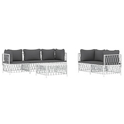 Avis Maison Chic Salon de jardin 6 pcs avec coussins - Table et chaises d'extérieur - Mobilier/Meubles de jardin Moderne blanc acier -MN41992