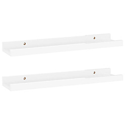 vidaXL Étagères murales 2 pcs Blanc brillant 40x9x3 cm