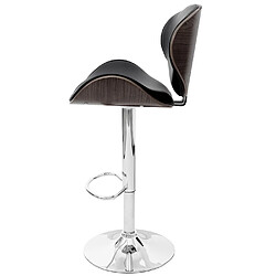 Avis Mendler Tabouret de bar Foxrock, chaise de bar, bois courbé, design rétro ~ gris, similicuir noir