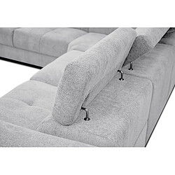 Avis Courtois Laville Canapé d'angle gauche Calvera 5 places avec un relax électrique tissu gris clair