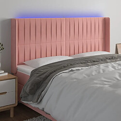 vidaXL Tête de lit à LED Rose 183x16x118/128 cm Velours