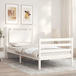 Avis Maison Chic Cadre/structure de lit avec tête de lit pour adulte - Lit Moderne Chambre blanc petit simple bois massif -MN12709