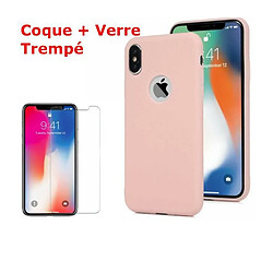 Coque Silicone pour iPhone X / Xs Rose Antichoc + 2 Verres Trempes Little Boutik®