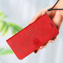 Avis Avizar Étui Portefeuille pour Xiaomi Redmi 12C, Simili Cuir Motif Papillon Floral Rouge