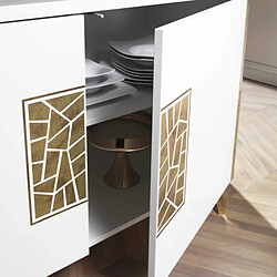 Avis Dansmamaison Buffet 3 portes battantes + miroir blanc brillant/Or - NAHESA