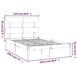 vidaXL Cadre de lit sans matelas noir 120x200 cm bois massif pas cher