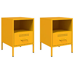 vidaXL Tables de chevet 2 pcs jaune moutarde 36x39x50,5 cm acier