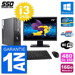 PC Fujitsu E500 E85+ DT Ecran 19" i3-2100 RAM 16Go SSD 480Go Windows 10 Wifi - Occasion