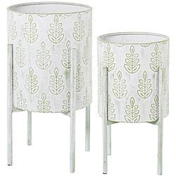 Set de pots de fleurs Alexandra House Living Blanc Vert Métal Volets Avec support (2 Pièces)